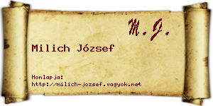 Milich József névjegykártya